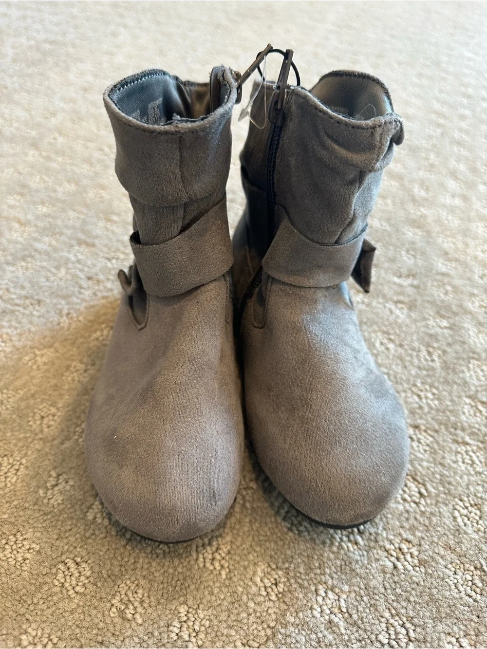 NEW Wonder Nation Toddler Girls Gray Slouch Boots Bow Accent Size 10
